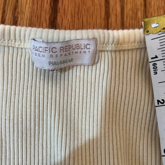 Woman tank top yellow Ribbed with buttons and flower pattern size xs - Picture 3 of 8